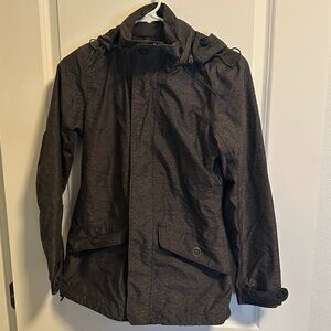 REI Grey Removable Hood Rain Jacket